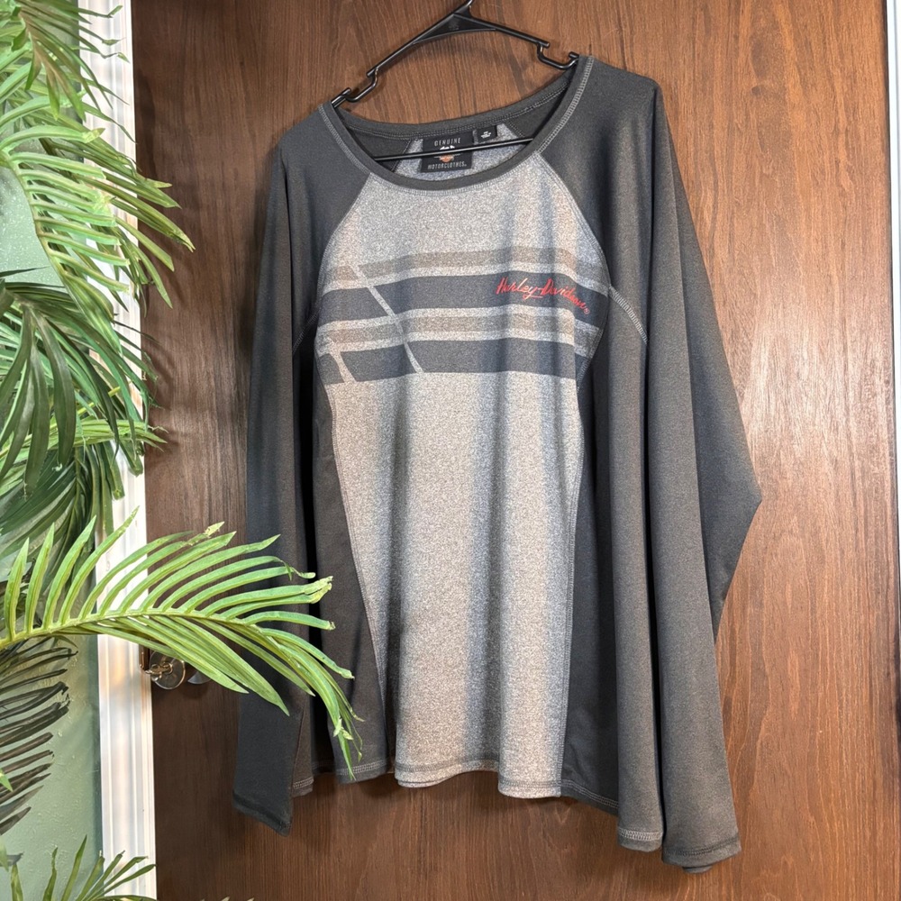 Harley Davidson 2W Plus Size Athletic Long Sleeve Shirt Moto Activewear